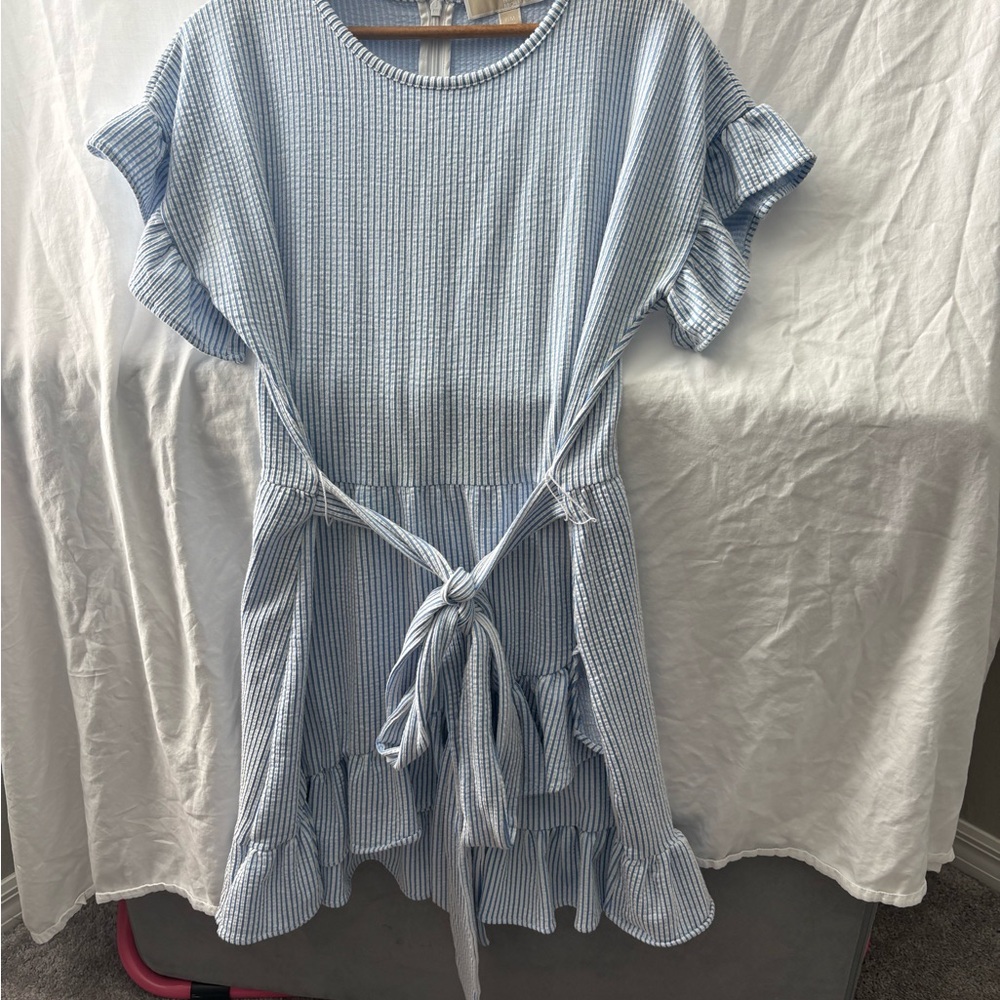 MICHAEL Michael Kors Blue and White Striped Dress